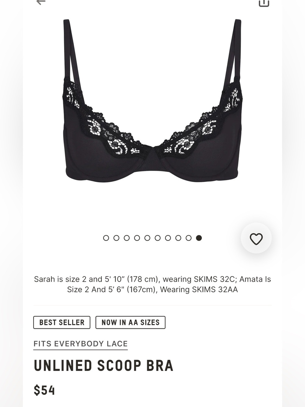 NWT SKIMS Fits Everybody Lace Unlined Full Coverage Bra - Black - Picture 6 of 6